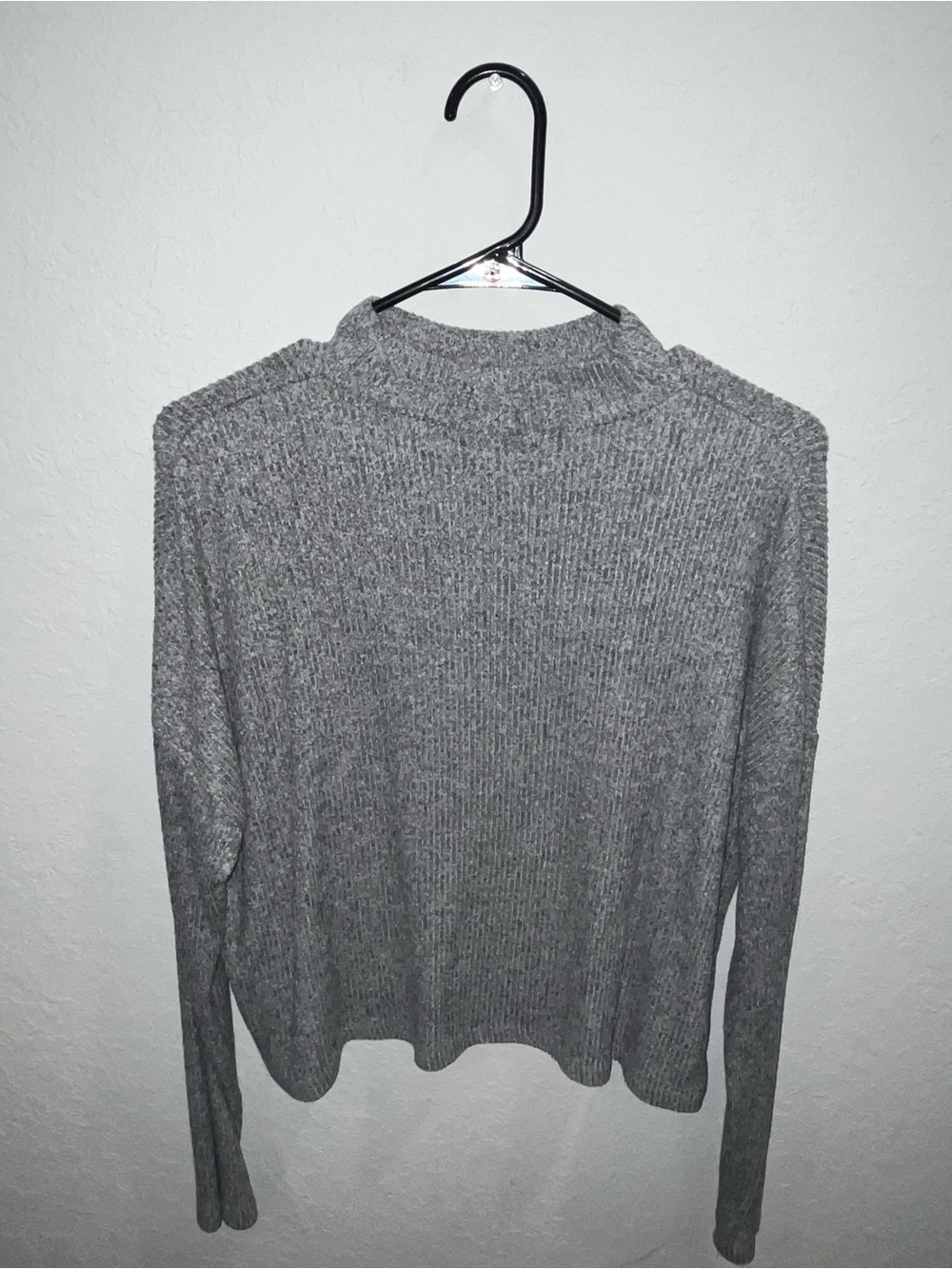Ambiance Gray Ribbed Mock Turtleneck Sweater